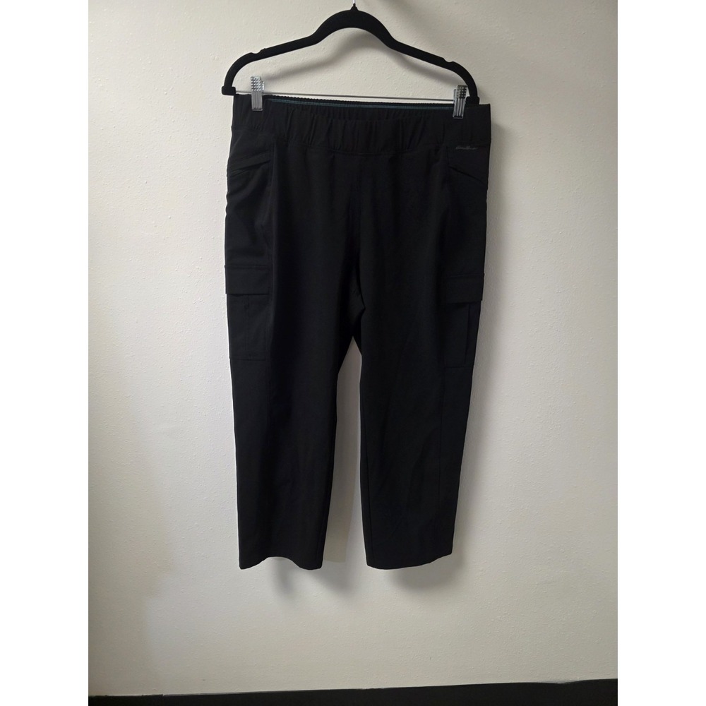 Eddie Bauer Women's Cargo Capri Pants‎ Size 14 Black Stretch Athletic Outdoor